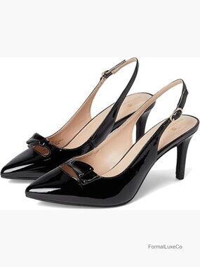 Slingback Kitten Heel Pumps with Bow Detail